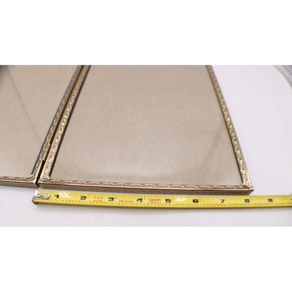 Brass Ornate Double Hinge Frame 8x10" Glass Desktop Vintage Side by Side Pics - Picture 6 of 8